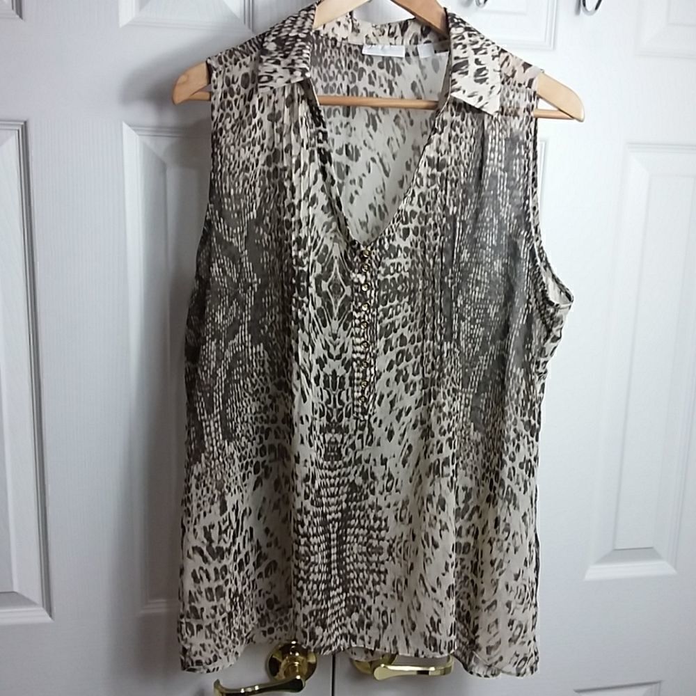 New York & Company Sleeveless Animal Print Blouse